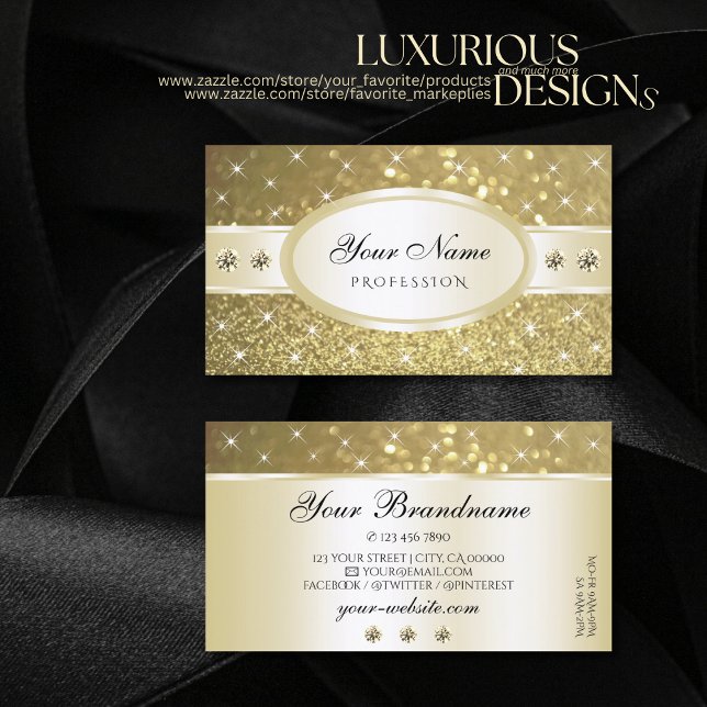 Luxurious Gold Glitter Sparkle Diamonds Precious Business Card (Creator Uploaded)