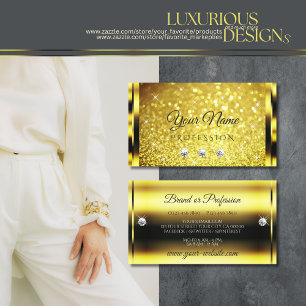 Luxurious Gold Glitter Sparkle Luminous Stars Chic Business Card