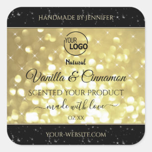 Luxurious Gold Glitter Stars Logo Product Labels