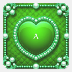 Luxurious Gold Heart Frame Adorned With Pearls Square Sticker