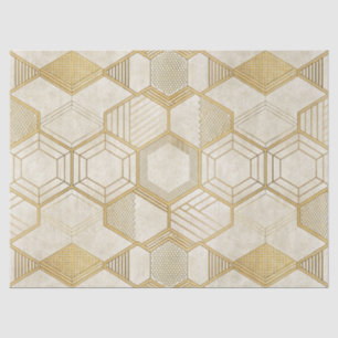 Luxurious Gold Hexagon Pattern - Marble Texture 2 Tissue Paper