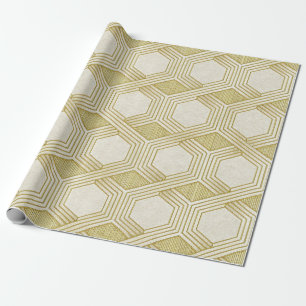 Luxurious Gold Hexagon Pattern - Marble Texture Wrapping Paper