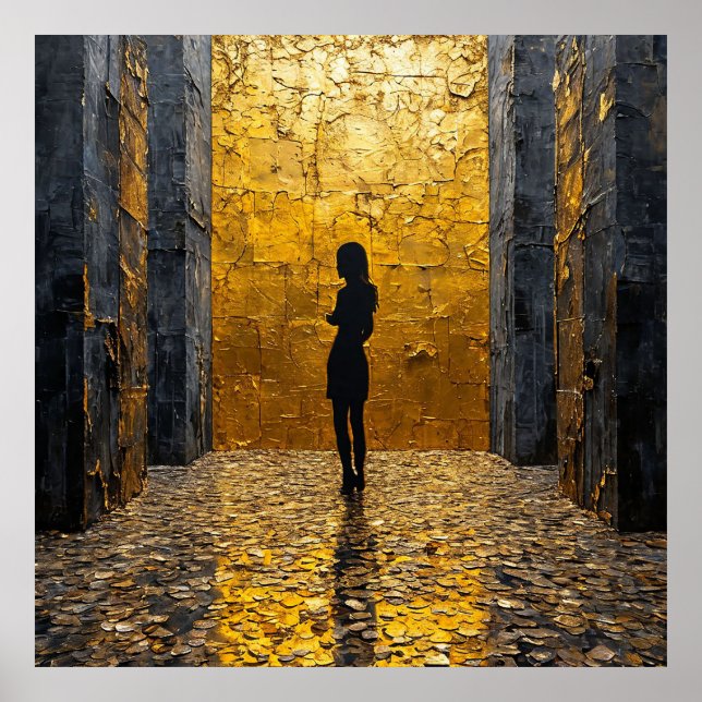 🟡 Luxurious Gold Interior Elegant Modern Room Aes Poster (Front)