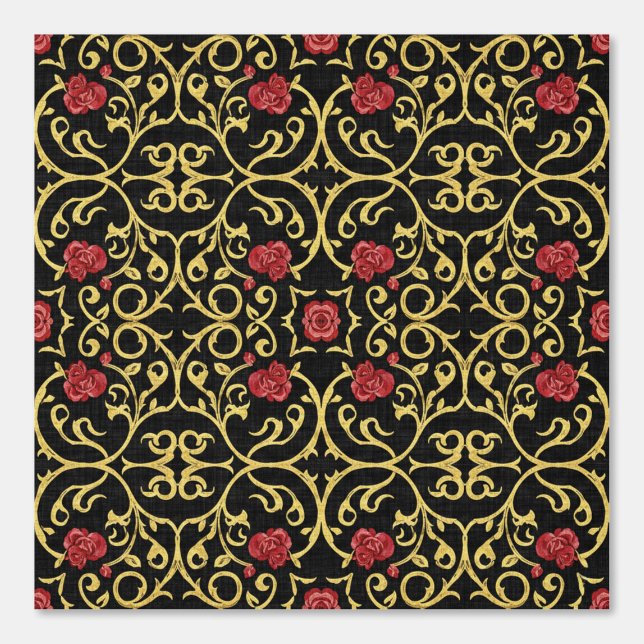 Luxurious gold leafed red rosette design wallpaper (Front)