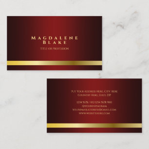 Luxurious Gold Line Minimalist Red Burgundy Business Card