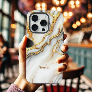 Luxurious Gold Marble Personalised iPhone Case