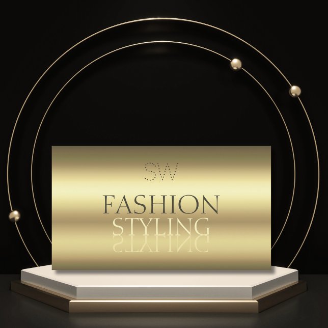 Luxurious Gold Modern Mirror Font with Monogram Business Card (Creator Uploaded)