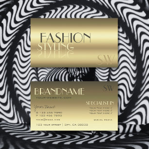 Luxurious Gold Modern Mirror Letters with Monogram Business Card