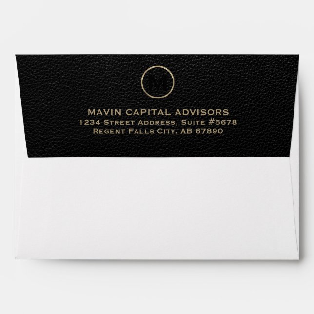 Luxurious Gold Monogram Address Envelope (Back (Top Flap))