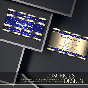 Luxurious Gold Ocean Blue Glitter Luminous Stars Business Card