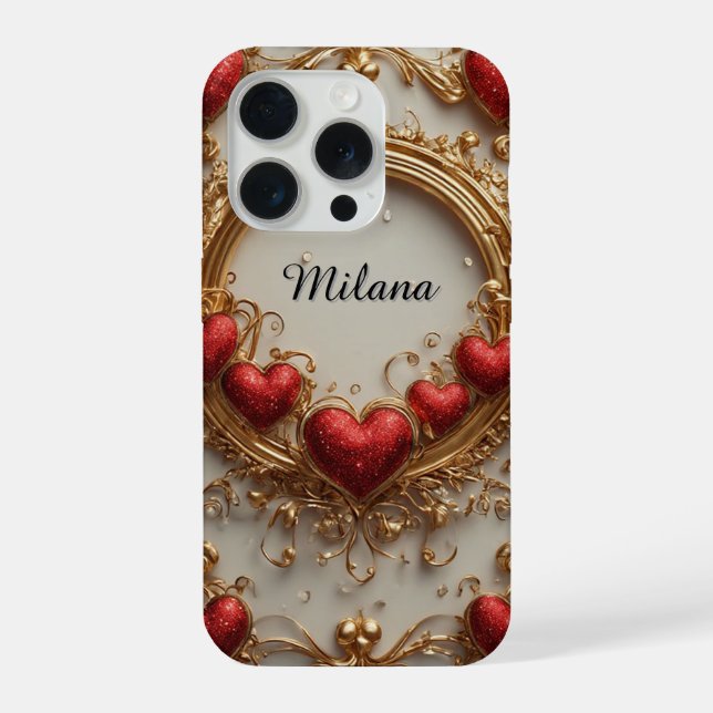 Luxurious Gold Ornate Heart Frame iPhone Case (Back)