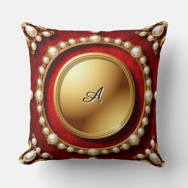 Luxurious Gold Pearl Frame With Circular Medallion Cushion (Front)