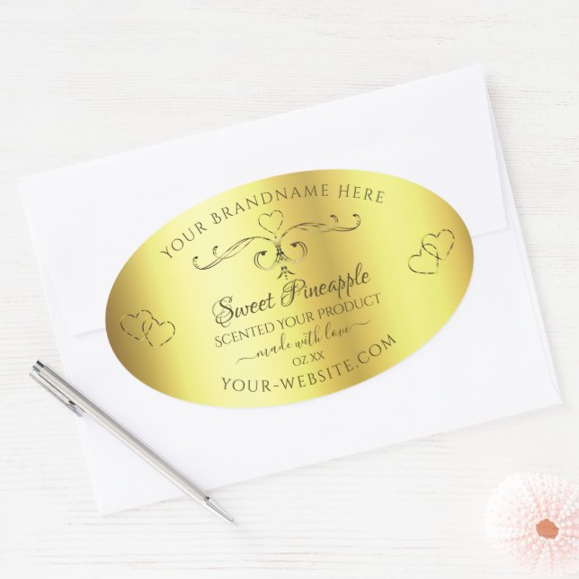 Luxurious Gold Product Label Ornate Borders Hearts (Envelope)