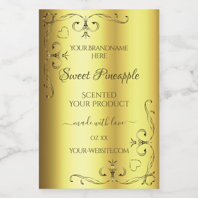 Luxurious Gold Product Label Ornate Corner Borders (Single Label)