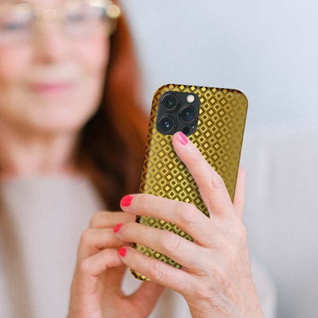 Luxurious Gold Rhombus Carving Pattern iPhone Case (Creator Uploaded)