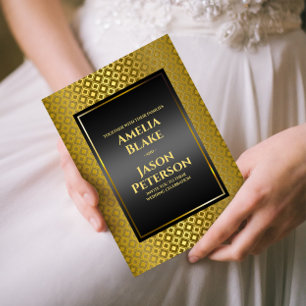 Luxurious Gold Rhombus Carving Pattern Wedding Invitation