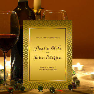 Luxurious Gold Rhombus Carving Pattern Wedding Invitation