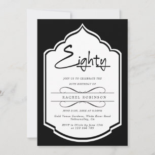 Luxurious Gold Script 80TH Birthday Party Invitation