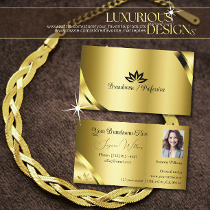 Luxurious Gold Shimmer Corners Petals and Photo Business Card
