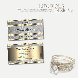 Luxurious Gold Silver Glitter Stars Sparkling Star Business Card