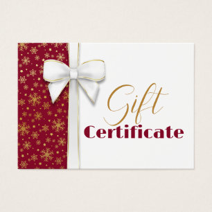 Luxurious Gold Snowflakes Christmas White Bow Red