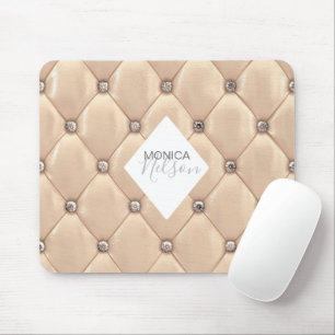 luxurious gold tufted monogram mouse pad