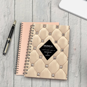 luxurious gold  tufted monogram notebook