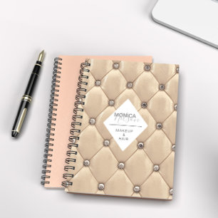 luxurious gold  tufted monogram notebook