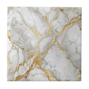 Luxurious Gold Vein White Marble Stone Design Tile