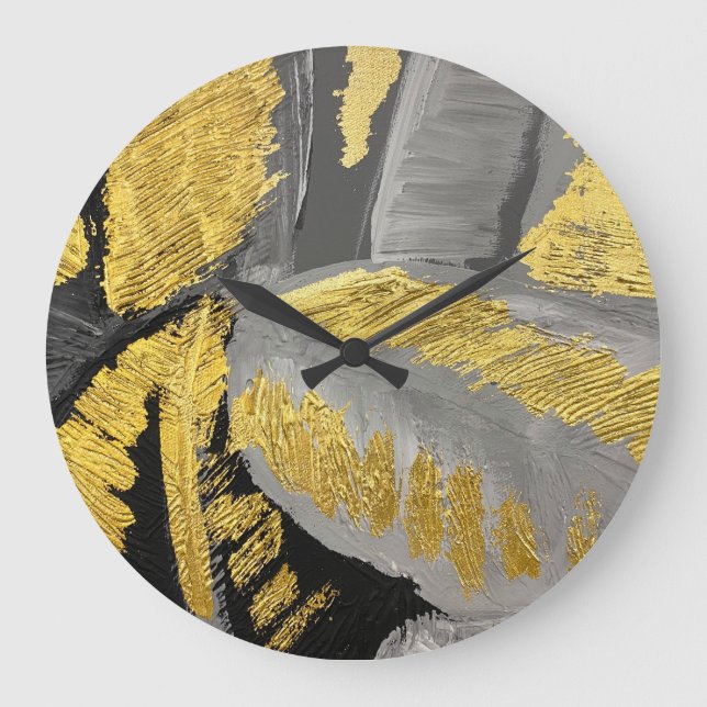 Luxurious Gold: Vintage Grunge Texture. Large Clock (Front)