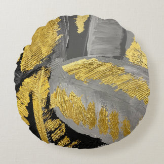 Luxurious Gold: Vintage Grunge Texture. Round Cushion