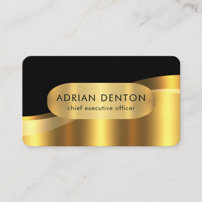 Luxurious Gold Wave Boutique CEO Business Card (Front)