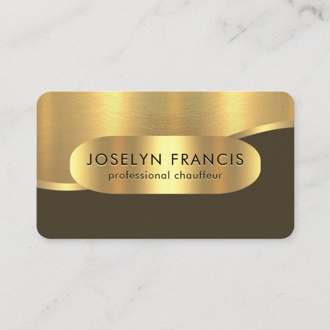Luxurious Gold Wave Layers Chauffeur Business Card (Front)