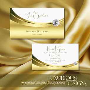 Luxurious Gold White with Sparkle Diamond Stylish Business Card