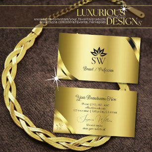 Luxurious Gold with Shimmer Corners and Monogram Business Card