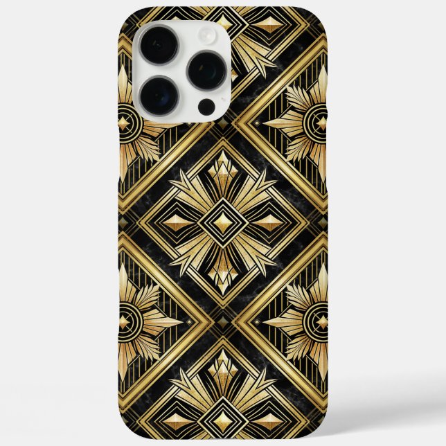 Luxurious Golden Geometric 1920's Dimond Art Deco  Case-Mate iPhone Case (Back)
