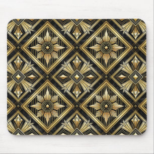 Luxurious Golden Geometric 1920's Dimond Art Deco Mouse Pad