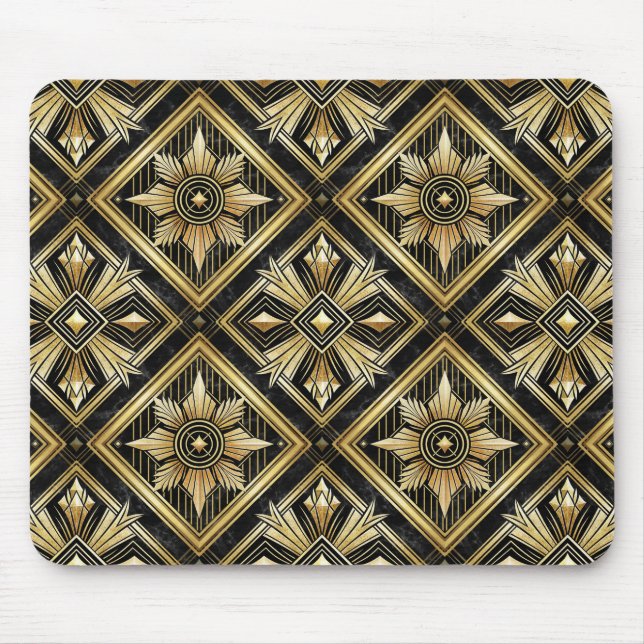 Luxurious Golden Geometric 1920's Dimond Art Deco Mouse Pad (Front)