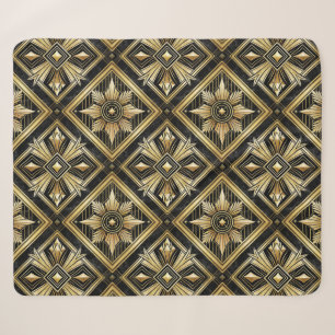 Luxurious Golden Geometric 1920's Dimond Art Deco  Sherpa Blanket
