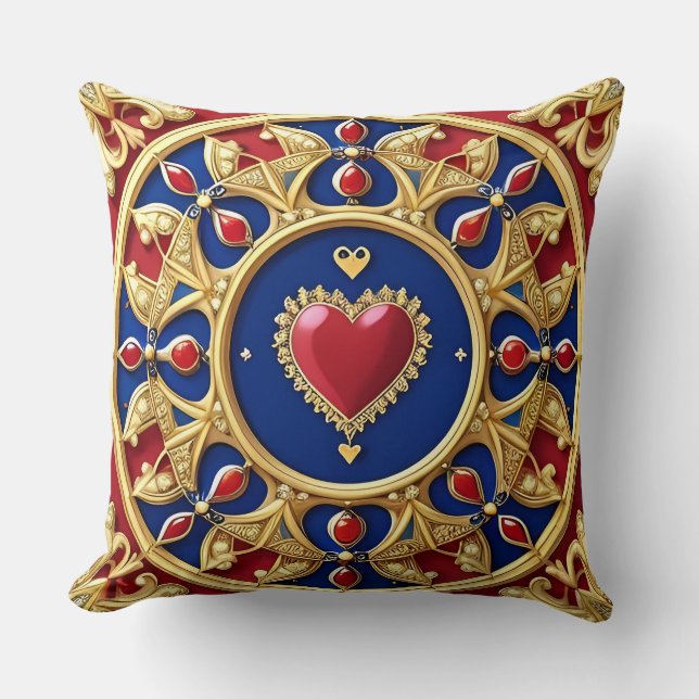 Luxurious Golden Heart Frame Cushion (Front)