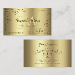 Luxurious Golden Ornate Corners with Initials Gold Business Card