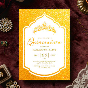 Luxurious Golden Quinceanera Party  Invitation