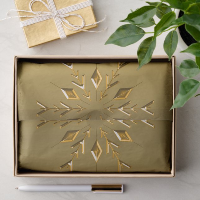 Luxurious Golden Snowflakes Christmas Tissue Paper (Gift)