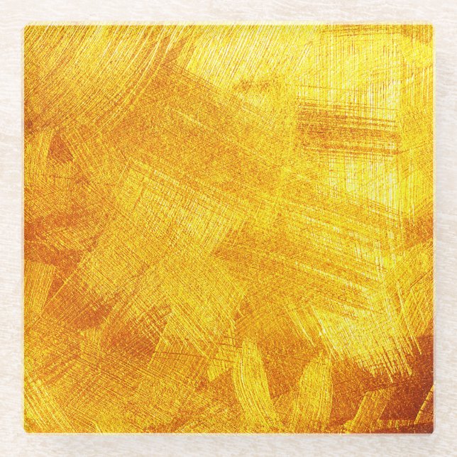 Luxurious golden texture, abstract background. glass coaster (Front)