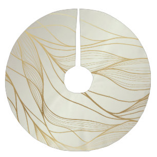Luxurious Golden Waves: Premium Vintage Design Brushed Polyester Tree Skirt