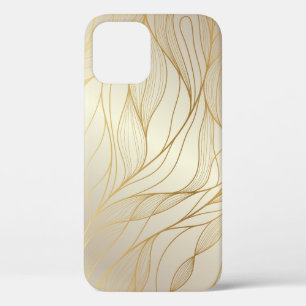 Luxurious Golden Waves: Premium Vintage Design iPhone 12 Case
