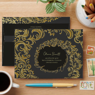 Luxurious Golden Wedding Anniversary Envelope