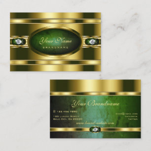 Luxurious Golden with Dark Green Marble Patterns Business Card