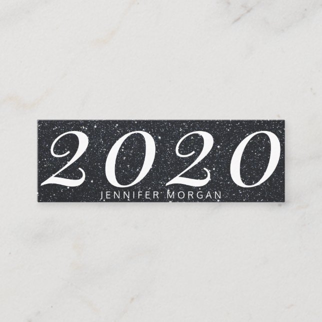 Luxurious graduation black glitter Name Card (Front)