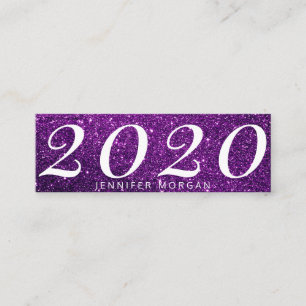 Luxurious graduation purple glitter Name Card